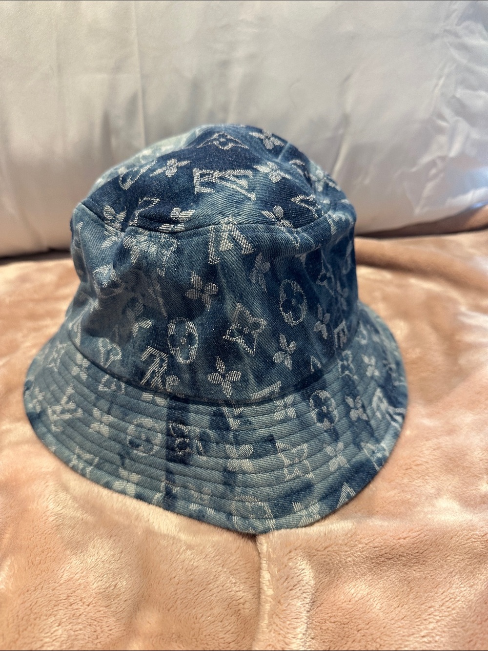 Blue Denim Monogram Bucket Hat - Picture 2 of 6